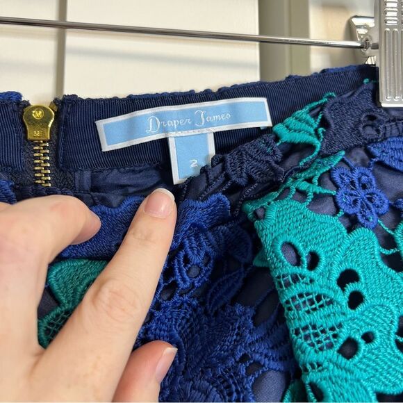 Draper James June Skirt 2 Blue Aqua Lace A-Line - Picture 2 of 3